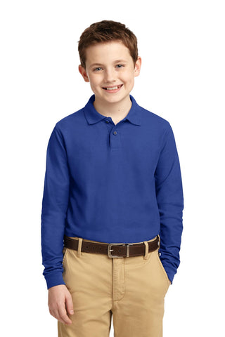 Port Authority Youth Long Sleeve Silk Touch Polo (Royal)