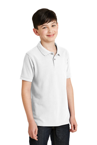 Port Authority Youth Silk Touch Polo (White)