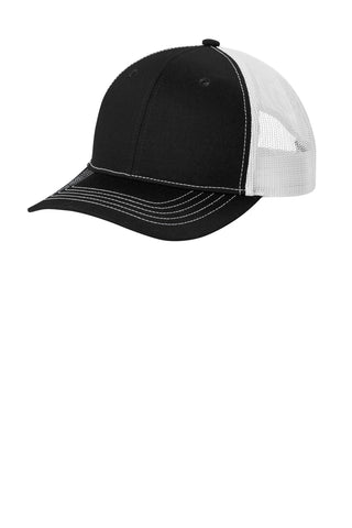 Port Authority Youth Snapback Trucker Cap (Black/ White)