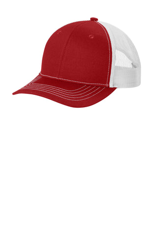 Port Authority Youth Snapback Trucker Cap (Flame Red/ White)