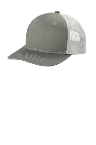 Port Authority Youth Snapback Trucker Cap (Heather Grey/ White)