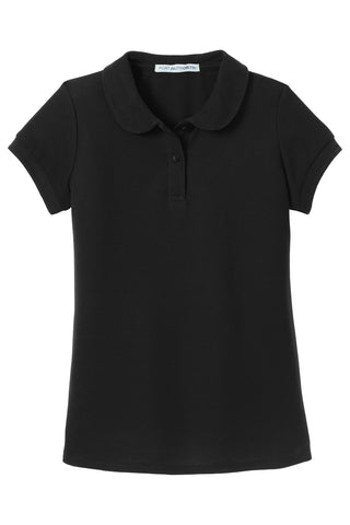 Port Authority Girls Silk Touch Peter Pan Collar Polo (Black)