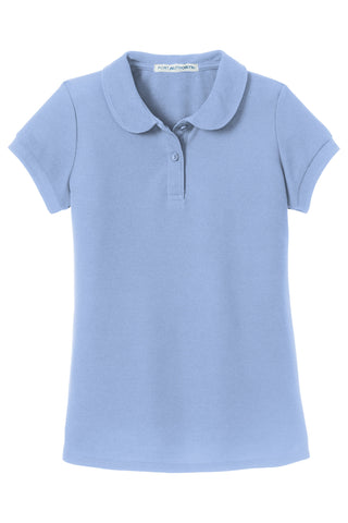 Port Authority Girls Silk Touch Peter Pan Collar Polo (Light Blue)