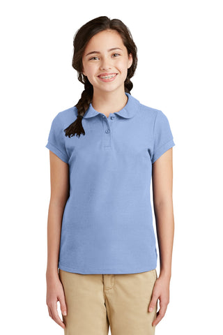 Port Authority Girls Silk Touch Peter Pan Collar Polo (Light Blue)