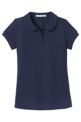 Port Authority Girls Silk Touch Peter Pan Collar Polo (Navy)