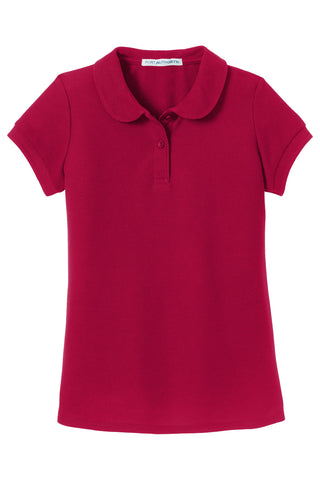 Port Authority Girls Silk Touch Peter Pan Collar Polo (Red)