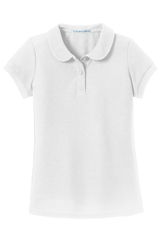 Port Authority Girls Silk Touch Peter Pan Collar Polo (White)