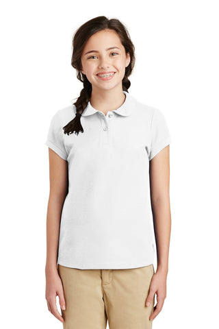 Port Authority Girls Silk Touch Peter Pan Collar Polo (White)