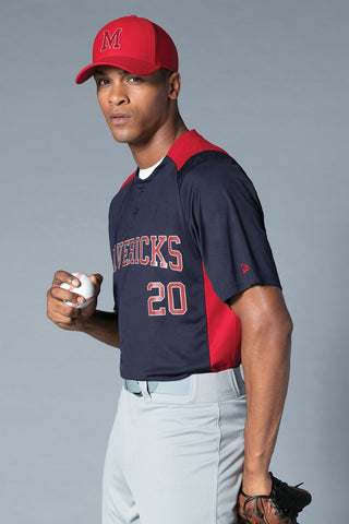 New Era Youth Diamond Era 2-Button Jersey (True Navy/ Scarlet)