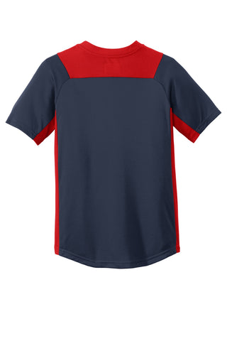 New Era Youth Diamond Era 2-Button Jersey (True Navy/ Scarlet)