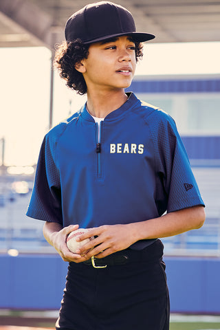 New Era Youth Cage Short Sleeve 1/4-Zip Jacket (Black)