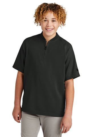 New Era Youth Cage Short Sleeve 1/4-Zip Jacket (Black)