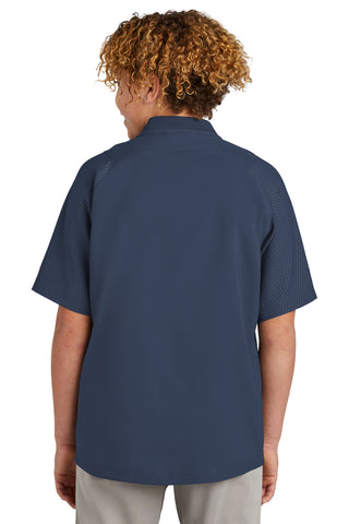 New Era Youth Cage Short Sleeve 1/4-Zip Jacket (True Navy)