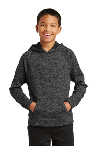 Sport-Tek Youth PosiCharge Electric Heather Fleece Hooded Pullover (Grey-Black Electric)