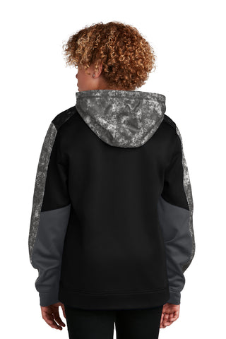 Sport-Tek Youth Sport-Wick Mineral Freeze Fleece Colorblock Hooded Pullover (Black/ Black)