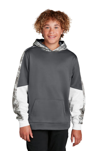 Sport-Tek Youth Sport-Wick Mineral Freeze Fleece Colorblock Hooded Pullover (Dark Smoke Grey/ Dark Smoke Grey)