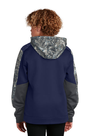 Sport-Tek Youth Sport-Wick Mineral Freeze Fleece Colorblock Hooded Pullover (True Navy/ Navy)