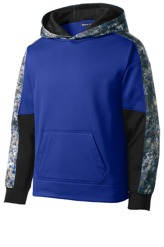 Sport-Tek Youth Sport-Wick Mineral Freeze Fleece Colorblock Hooded Pullover (True Royal/ True Royal)