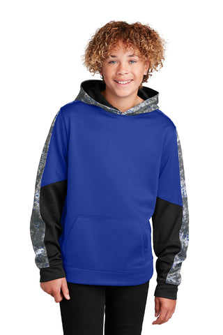 Sport-Tek Youth Sport-Wick Mineral Freeze Fleece Colorblock Hooded Pullover (True Royal/ True Royal)