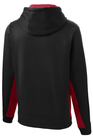 Sport-Tek Youth Sport-Wick Fleece Colorblock Hooded Pullover (Black/ Deep Red)