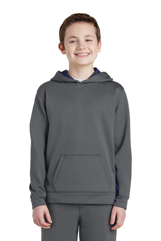 Sport-Tek Youth Sport-Wick Fleece Colorblock Hooded Pullover (Dark Smoke Grey/ Navy)