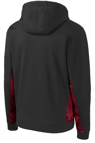 Sport-Tek Youth Sport-Wick CamoHex Fleece Colorblock Hooded Pullover (Black/ Deep Red)