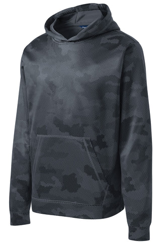 Sport-Tek Youth Sport-Wick CamoHex Fleece Hooded Pullover (Dark Smoke Grey)