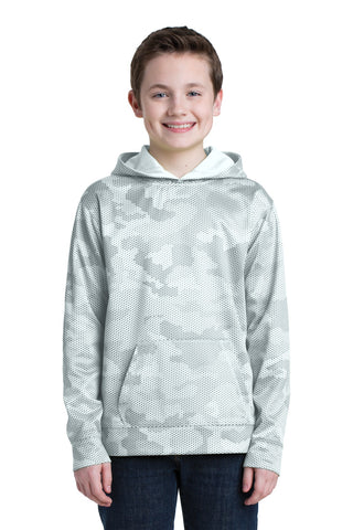 Sport-Tek Youth Sport-Wick CamoHex Fleece Hooded Pullover (White)