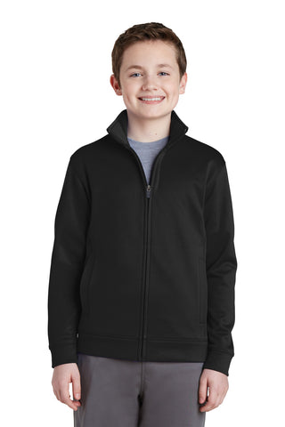 Sport-Tek Youth Sport-Wick Fleece Full-Zip Jacket (Black)