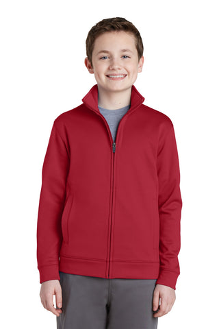 Sport-Tek Youth Sport-Wick Fleece Full-Zip Jacket (Deep Red)