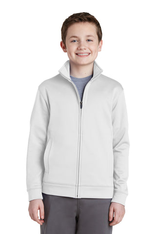 Sport-Tek Youth Sport-Wick Fleece Full-Zip Jacket (White)