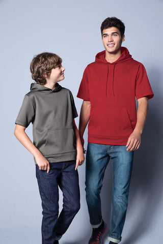 Sport-Tek Youth Sport-Wick Fleece Short Sleeve Hooded Pullover (Deep Red)