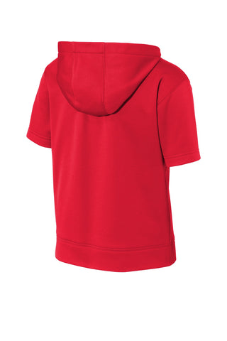 Sport-Tek Youth Sport-Wick Fleece Short Sleeve Hooded Pullover (Deep Red)