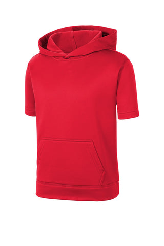 Sport-Tek Youth Sport-Wick Fleece Short Sleeve Hooded Pullover (Deep Red)