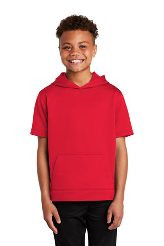 Sport-Tek Youth Sport-Wick Fleece Short Sleeve Hooded Pullover (Deep Red)