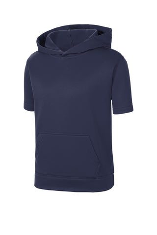 Sport-Tek Youth Sport-Wick Fleece Short Sleeve Hooded Pullover (Navy)