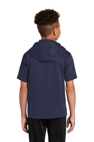 Sport-Tek Youth Sport-Wick Fleece Short Sleeve Hooded Pullover (Navy)