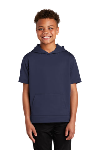 Sport-Tek Youth Sport-Wick Fleece Short Sleeve Hooded Pullover (Navy)