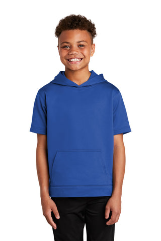 Sport-Tek Youth Sport-Wick Fleece Short Sleeve Hooded Pullover (True Royal)