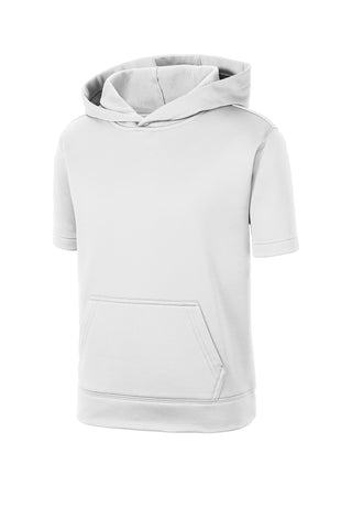 Sport-Tek Youth Sport-Wick Fleece Short Sleeve Hooded Pullover (White)