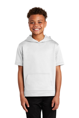 Sport-Tek Youth Sport-Wick Fleece Short Sleeve Hooded Pullover (White)