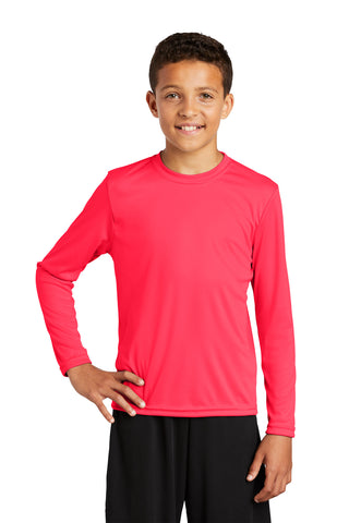 Sport-Tek Youth Long Sleeve PosiCharge Competitor Tee (Hot Coral)