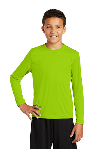 Sport-Tek Youth Long Sleeve PosiCharge Competitor Tee (Lime Shock)