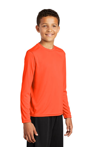 Sport-Tek Youth Long Sleeve PosiCharge Competitor Tee (Neon Orange)