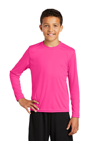 Sport-Tek Youth Long Sleeve PosiCharge Competitor Tee (Neon Pink)