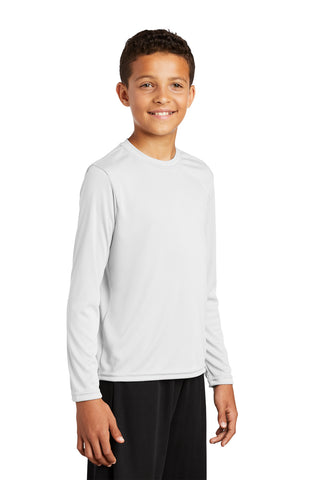 Sport-Tek Youth Long Sleeve PosiCharge Competitor Tee (White)