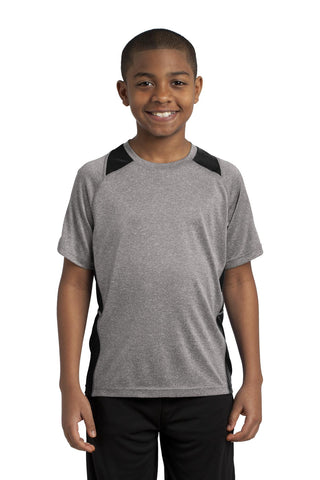 Sport-Tek Youth Heather Colorblock Contender Tee (Vintage Heather/ Black)