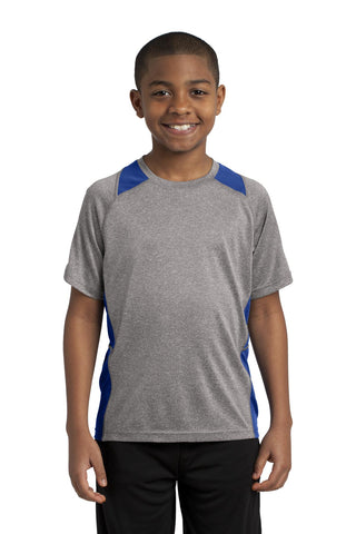 Sport-Tek Youth Heather Colorblock Contender Tee (Vintage Heather/ True Royal)