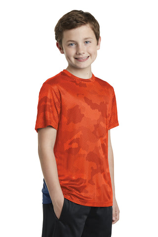 Sport-Tek Youth CamoHex Tee (Neon Orange)