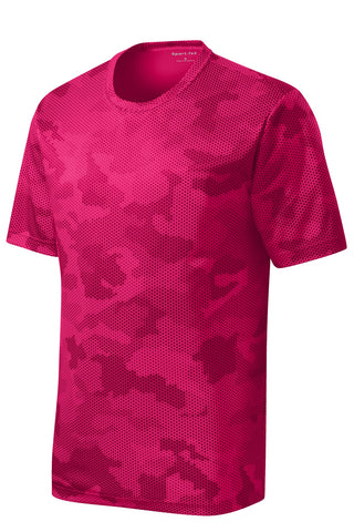 Sport-Tek Youth CamoHex Tee (Pink Raspberry)